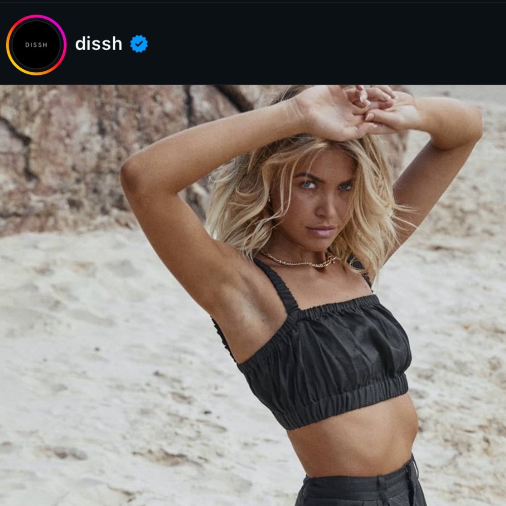DISSH Havana Linen Crop Top Black AU10 US6